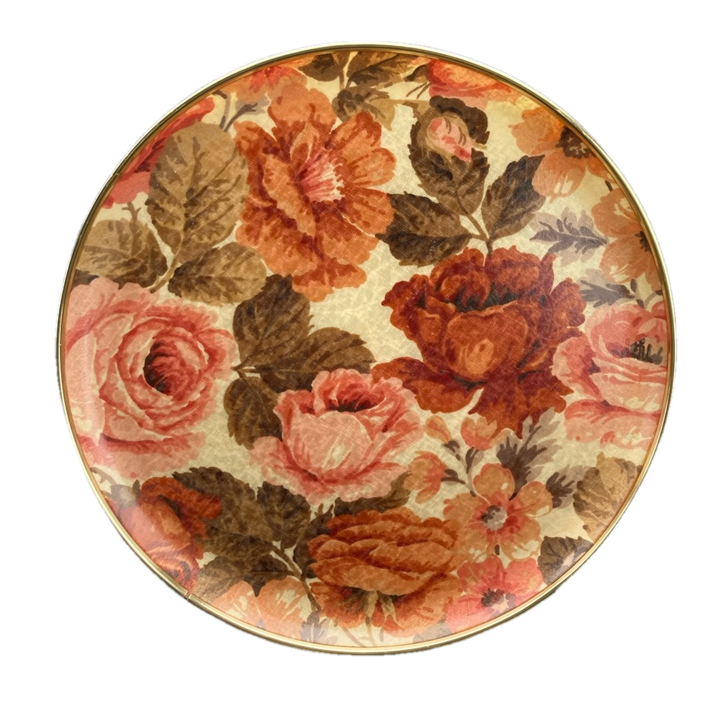🦋2 For $50🦋 Keswick Rose Fibreglass 13" Round Serving Heat-Resistant Platter